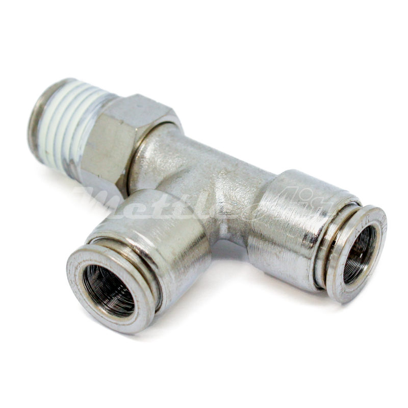 Nickel-Plated Brass PTC Male Run Tee 3/8" OD - 3/8" NPT