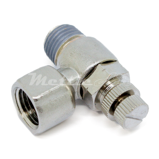 Nickel Plated Brass Elbow Speed Control Male-Female 1/8" NPT
