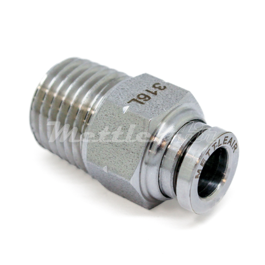 Stainless Steel 316L PTC Check Valve Male, Flow from Thread to Tube, 1/4" OD - 1/4" NPT Male