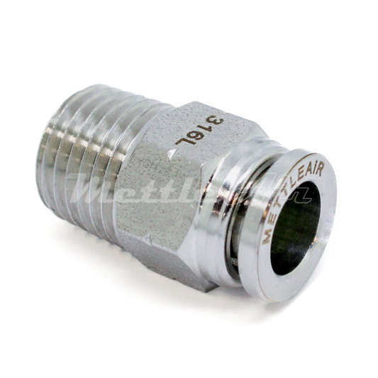 316L Stainless Steel Straight Push To Connect Fitting 6 mm OD x 3/8" BSPT (R) Male