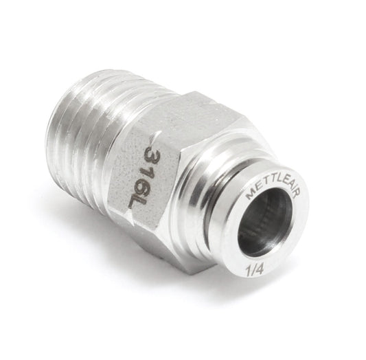 316L Stainless Steel Straight Push To Connect Fitting 10 mm OD x 1/8" BSPT (R) Male