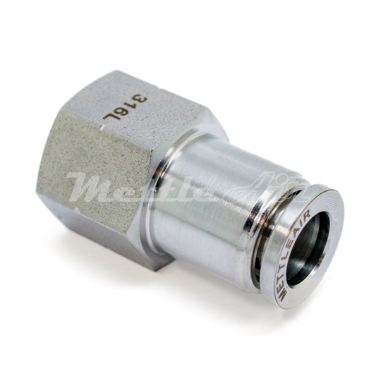 316L Stainless Steel Straight Female Push To Connect Fitting 1/4" OD x 1/4" NPT