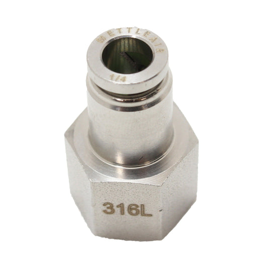 316L Stainless Steel Straight Female Push To Connect Fitting 5/16" OD x 1/4" NPT