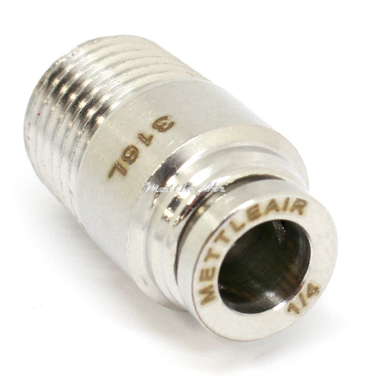 SS 316L PTC Male Straight Round 3/8" OD - 1/4" NPT Thread