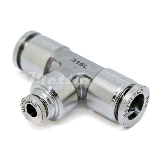 316L Stainless Steel Push To Connect REDUCER Tee Fitting 6 mm OD - 4 mm OD