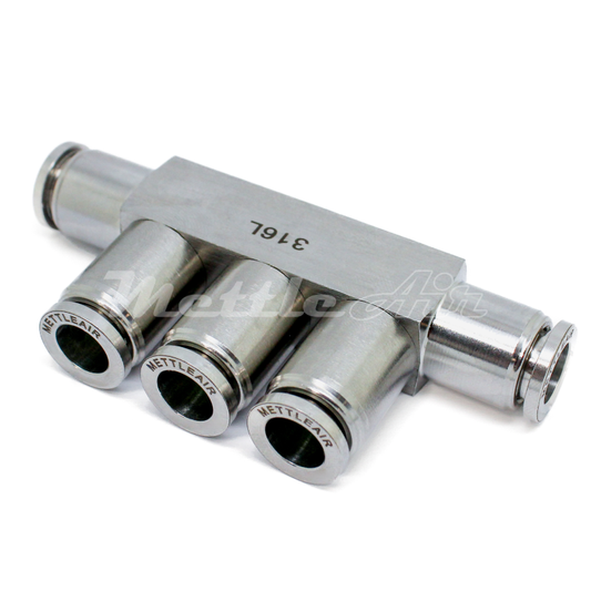 316L Stainless Steel Push to Connect Manifold Union 1/8" OD - 1/8" OD