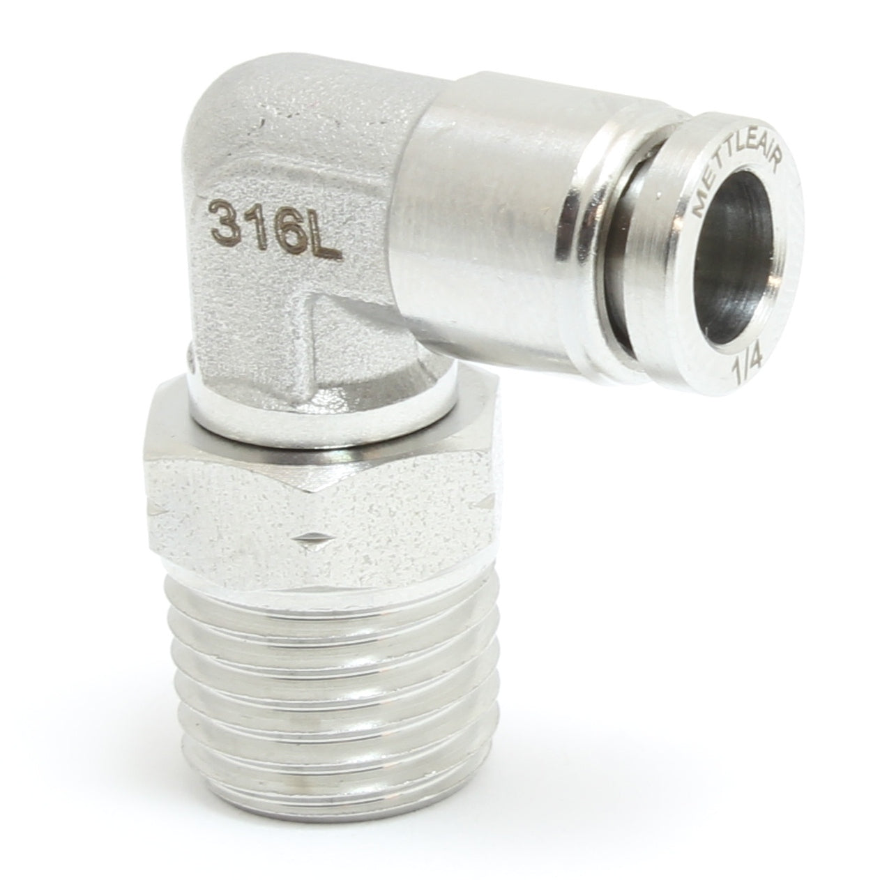 SS 316L PTC 90° Elbow Connector 6 mm OD - 1/2" BSPT (R) Male