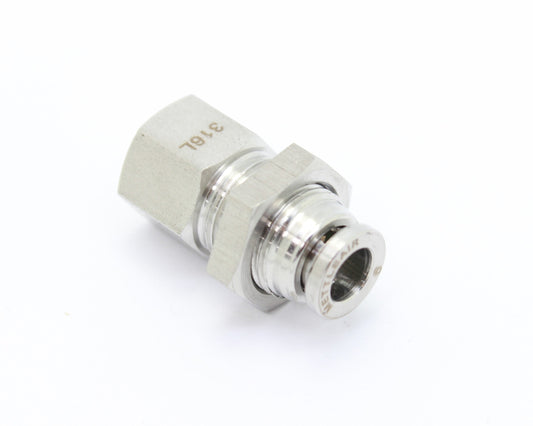 SS 318L PTC Bulkhead Female Straight 8 mm OD - 1/4" BSPP (G) Thread