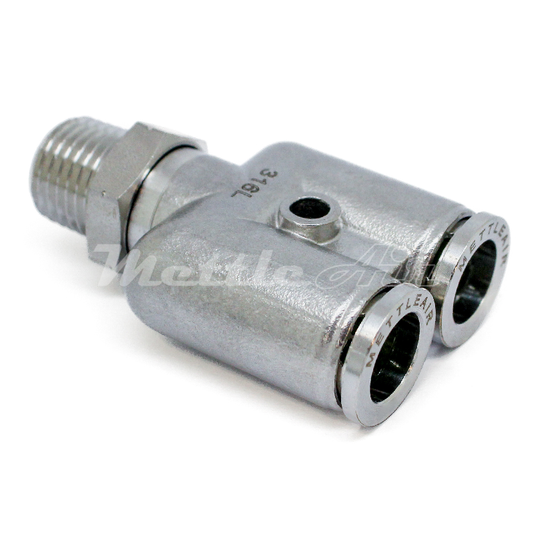 316L Stainless Steel Push To Connect Male Y Connector Fitting 1/4" OD x 1/8" NPT Male