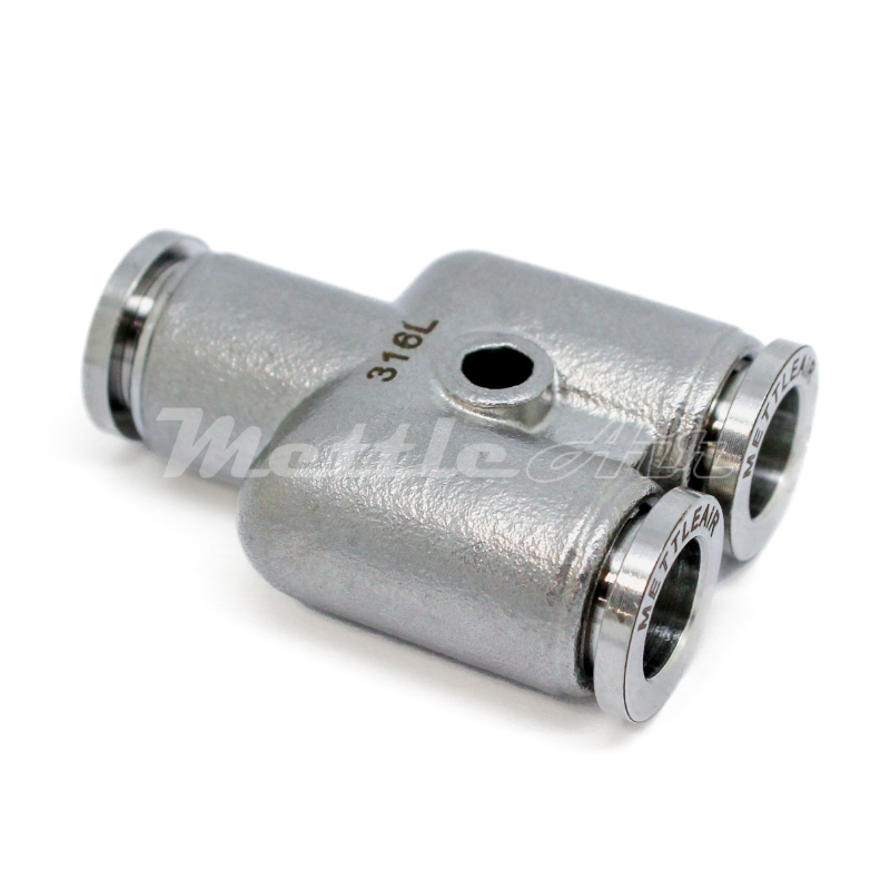 316L Stainless Steel Push To Connect Y Fitting 1/4" OD - 1/4" OD