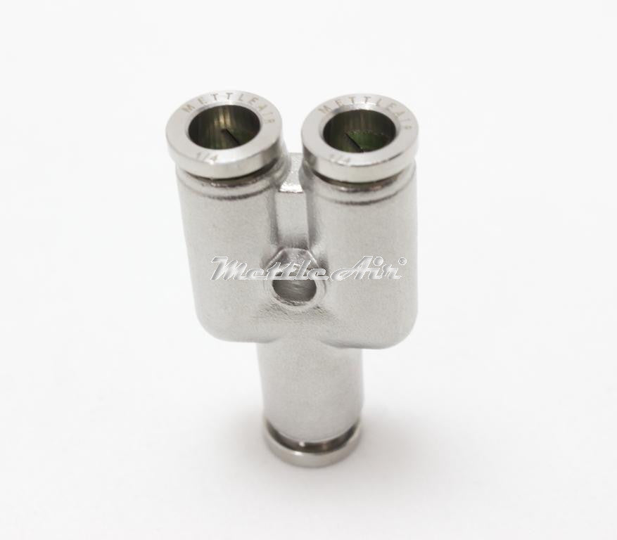 316L Stainless Steel Push To Connect Y Fitting 1/8" OD - 1/8" OD