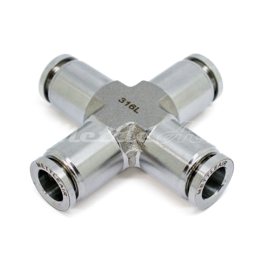 316L Stainless Steel Push To Connect Cross Union Fitting 5/32" OD