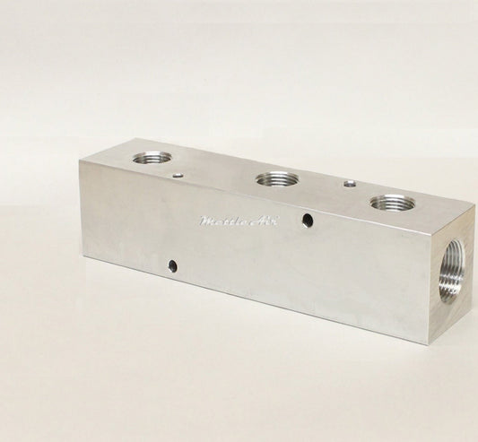 Aluminum Manifold 2 x 1" NPT IN - 3 x 1/2" NPT Out