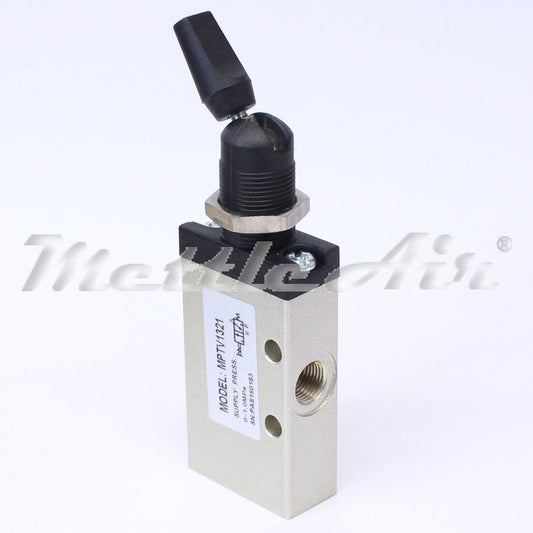 3 Way 2 Position Toggle Valve 1/8" NPT Detented