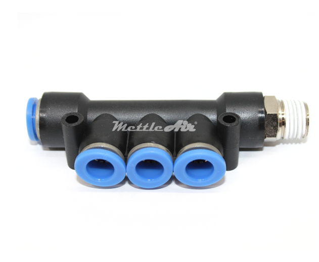 Push to Connect Inline Reducer Manifold Branch Union Fitting 6 mm OD - 4 mm D - 1/4" NPT Male