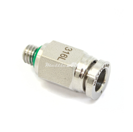 316L Stainless Steel Straight Push To Connect Fitting 1/4" OD - M5 x 0.8 Male