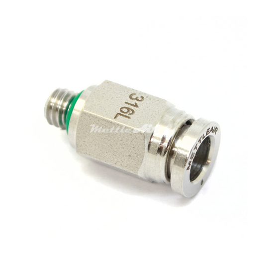 316L Stainless Steel Straight Push To Connect Fitting 1/4" OD - M6 x 1.0 Male