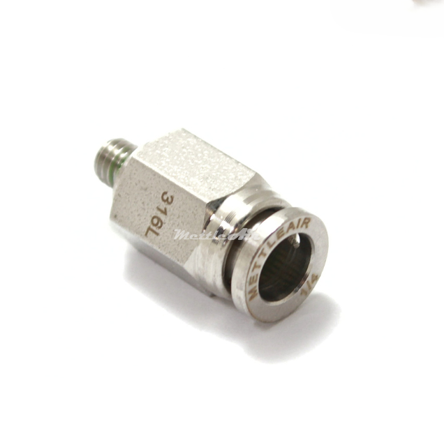 316L Stainless Steel Straight Push To Connect Fitting 5/32" OD x 10-32 UNF Male