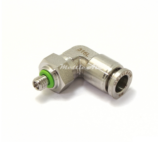 Stainless Steel 316L PTC Elbow Fitting 6 mm OD x M5 x 0.8 Male